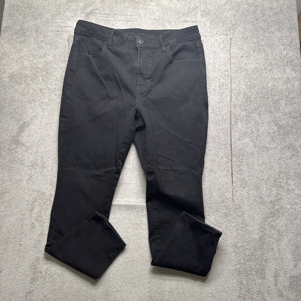 American Eagle Women's Black Dream Stretch Pants Size 14 Short Skinny Fit